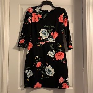 Black Floral Print Dress Medium Petite